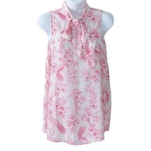 Tristan halter top with bow pink floral peacock print Small @T1